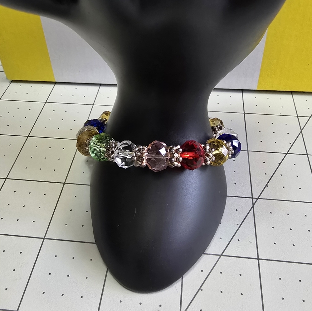 Multicolor Crystal Beaded Bracelet - Picture 3 of 7